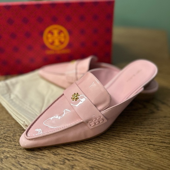 NWT! NEW! Tory Burch Pointed Backless Loafer Patent Leather Women US 7.5 Petunia - Picture 7 of 14